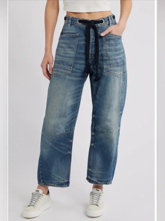 NWOT FREE PEOPLE We The Free Moxie Pull-On Barrel Jeans - Picture 1 of 4